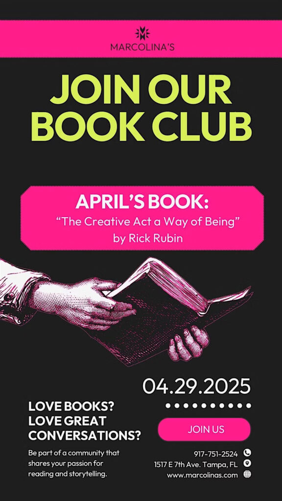 Monthly Book Club at Marcolinas Fine